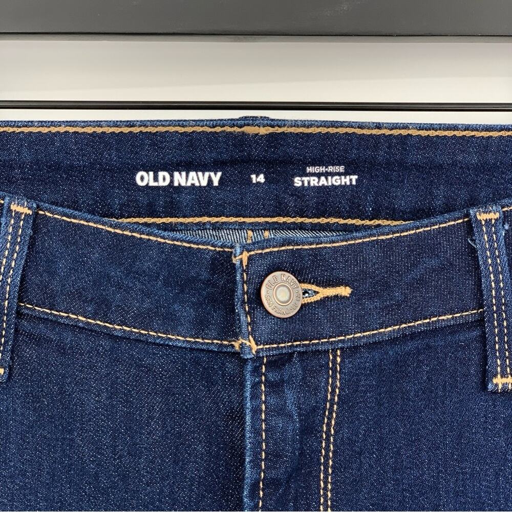 OLD NAVY Mid-Rise Straight Jeans Dark Wash 14 - Picture 3 of 7